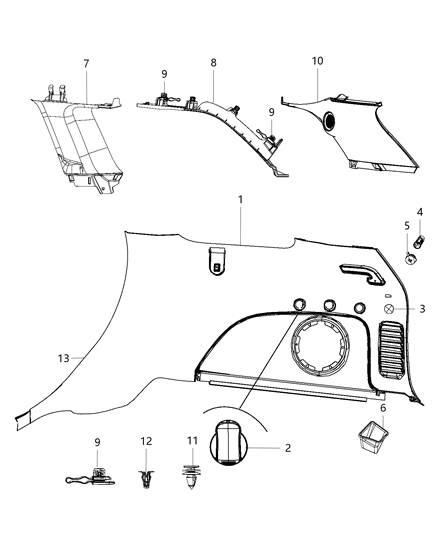 New 2015 Fits Chrysler Grand Cherokee Panel-Quarter Trim - Part # 1GU371UCAH