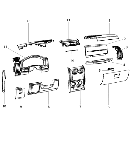 New 2012 Fits Chrysler Liberty Latch-Glovebox Door - Part # 1EZ43VT9AA