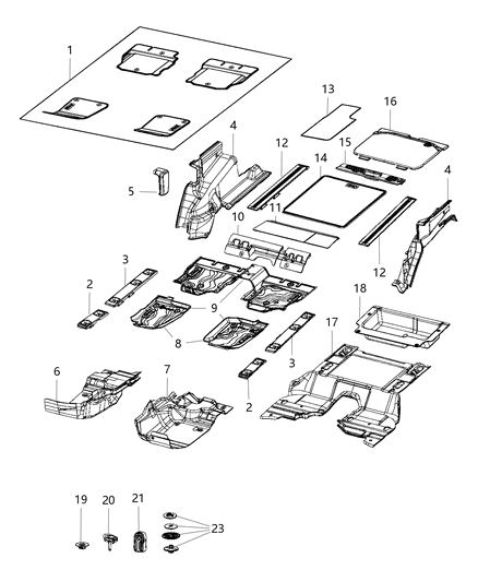 New 2020 Fits Chrysler Wrangler Lid-Load Floor - Part # 6BR95TX7AE