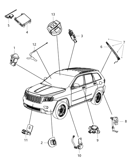 New 2012-2013 Fits Chrysler Grand Cherokee Sensor-Intrusion Module - Part # 68146916AC