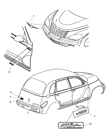 New 2007 Fits Chrysler PT Cruiser Nameplate-Pacific Coast Highway Editi - Part # 5152136AA