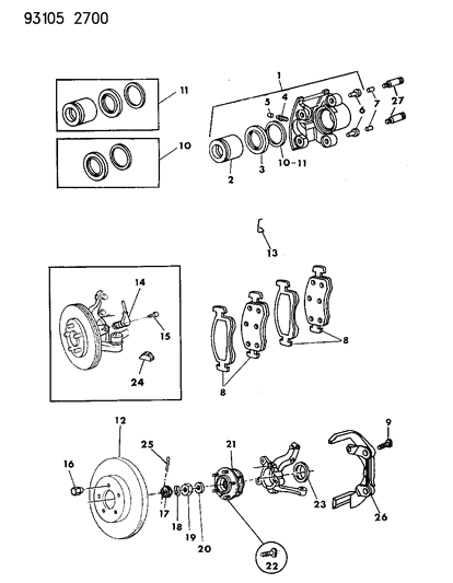 Caliper Assembly, Front Wheel Disc Brake, Partial, Kelsey-Hayes , Right