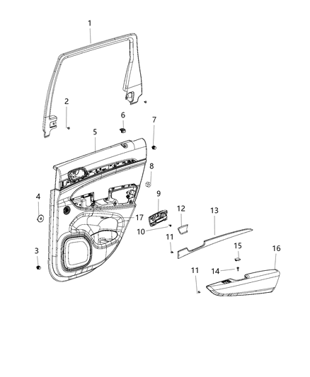 New 2018 Fits Chrysler Grand Cherokee Panelassy-Rear Door Trim - Part # 5LL784XLAD