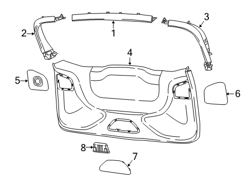 New 2017-2024 Fits Chrysler Pacifica, Voyager Panel-Liftgate Trim Upper - Part # 5RJ24DX9AD