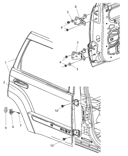 New 2006-2010 Fits Chrysler Commander Door-Rear - Part # 55396497AE