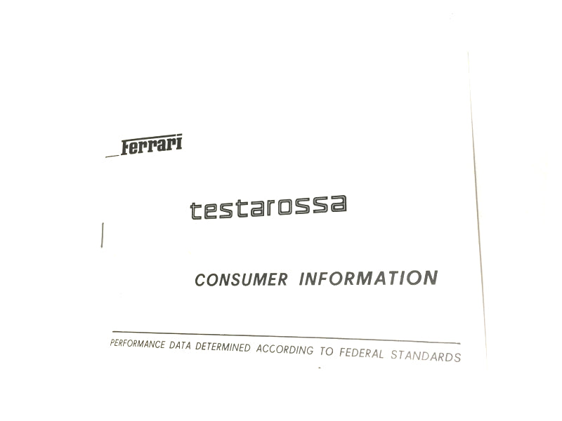 New OEM 1985 Ferrari Testarossa Consumer Info Booklet For USA cars, Cat # 358/85