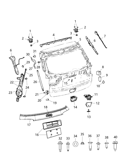 New 2019-2021 Fits Chrysler Caliber, Compass, Patriot Handle-Liftgate - Part # 5VF92KW3AC