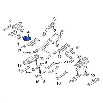 New OEM Left Catalytic Converter Fits, 2002-2004 Nissan Pathfinder - Part # B08A1-5W500