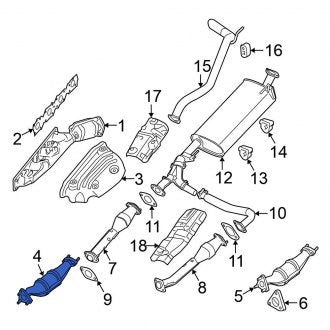 New OEM Front Right Catalytic Converter Fits, 2015-2019 Nissan Frontier - Part # 208A2-9BL0A