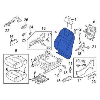 New OEM Front Left Seat Back Assembly Fits, 2023-2024 Nissan Ariya - Part # 87650-5MP4B