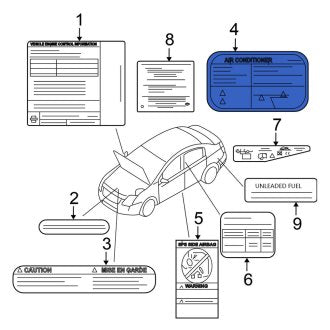 New Fits Nissan, A/C System Information Label - Part # 27090ZT70A
