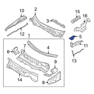 New Fits Nissan, Right Cowl Reinforcement - Part # 663628J000