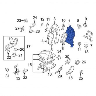 New OEM Front Right Seat Back Frame Fits, 2015 Nissan GT-R - Part # 87601-64B3H