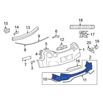 New OEM Rear Lower Bumper Cover Fits, 2017-2021, 2023-2024 Nissan GT-R - Part # HEM14-6AW0A