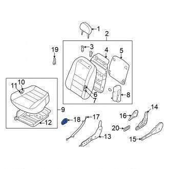 New Fits Nissan, Front Right Seat Back Recliner Adjustment Handle - Part # 874189