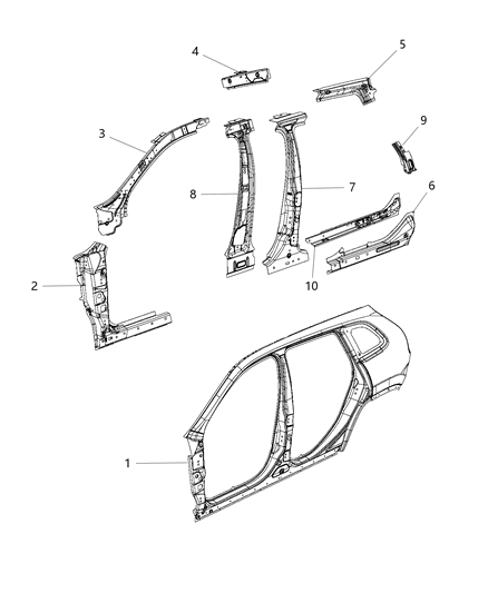 New 2018 Fits Chrysler Grand Cherokee Reinforce-Body Side Aperture Front - Part # 68102445AH