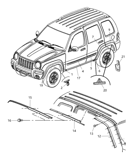 New 2004 Fits Chrysler Liberty Guard-Splash - Part # 5JD46DX9AA