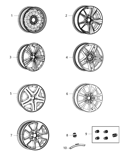 New 2010-2014 Fits Chrysler Caliber, Compass, Patriot Aluminum Wheel - Part # 1JX81GSAAC