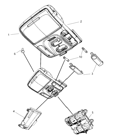 New 2007-2008 Fits Chrysler Pacifica Console-Overhead - Part # XZ551W1AA