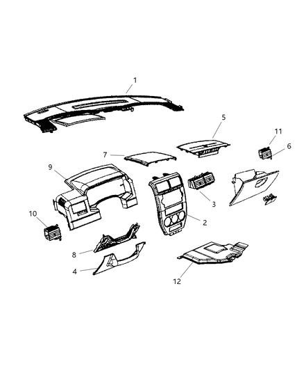 New 2007-2008 Fits Chrysler Caliber, Compass, Patriot Cover-Air Bag Module - Part # YF36DK7AB