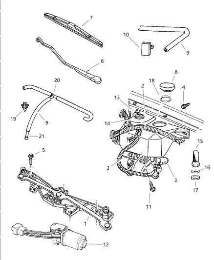 New 1993-1998 Fits Chrysler Grand Cherokee Hose-Windshield Washer - Part # 55154690