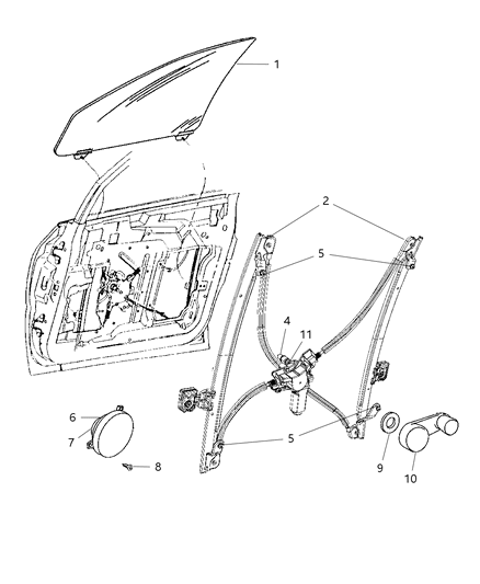 New 2004-2007 Fits Chrysler Grand Caravan, Town & Country Handle-Window Regulator - Part # FW80BD5