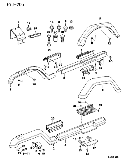 New 1991-1995 Fits Chrysler Wrangler Extension-F/Fender Left - Part # 5AH15JX9