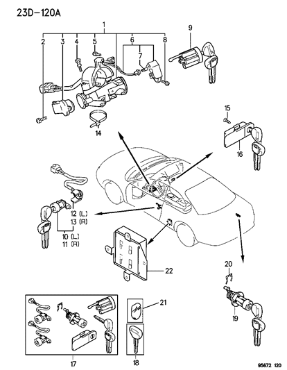 New 1995-1996 Fits Chrysler Avenger Switch - Part # MR159727