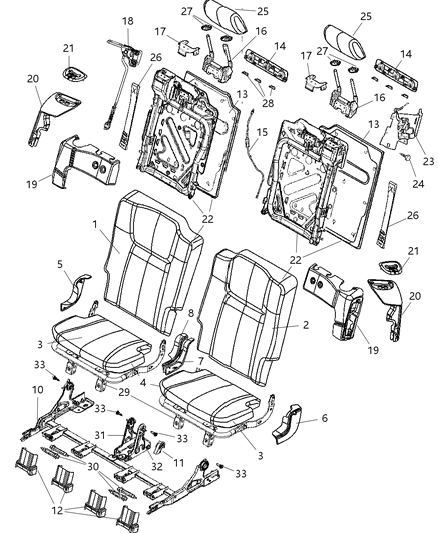New 2007 Fits Chrysler Commander Rear Seat Cushion Cover Right And Left - Part # 1FZ30BDDAA