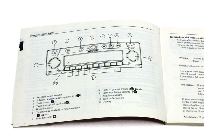 New OEM Ferrari 360 Becker 4377 Hi-Fi System Operating Instructions Manual