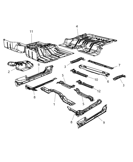 New 2009-2013 Fits Chrysler Wrangler Sill-Front Floor - Part # 55397221AC