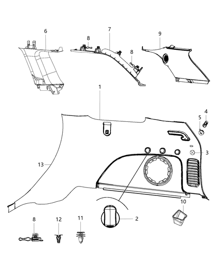 Panel Quarter Trim Includes Speaker Grille, Not Serviced Separately