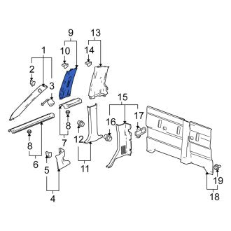 New OEM Genuine Isuzu, Right Upper Door Pillar Post Trim Set - Part # 8158051660