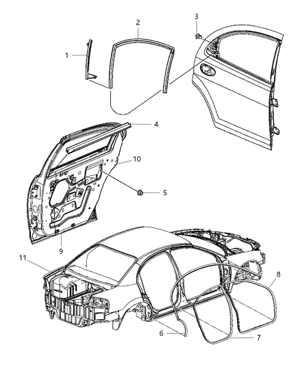 Weatherstrip Rear Door Flush Glass
