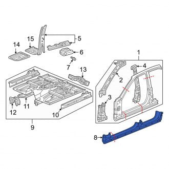 New OEM Genuine Acura, Right Outer Rocker Panel - Part # 04631SZ3310ZZ