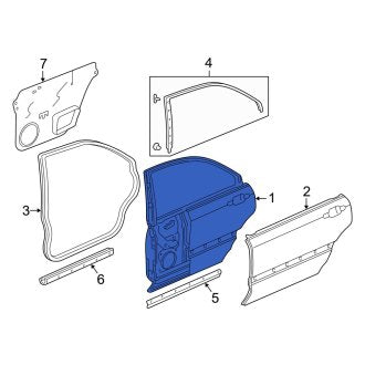 New OEM Genuine Acura, Rear Right Door Shell - Part # 67510SZ3030ZZ