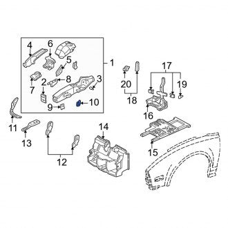 New OEM Genuine Acura, Right Fender Rail Bracket - Part # 60801SL0310ZZ