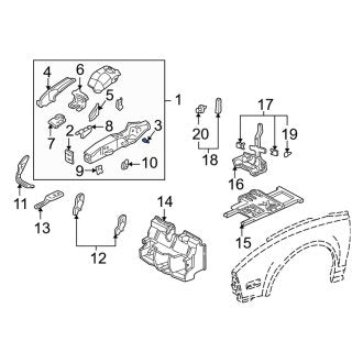 New OEM Genuine Acura, Right Fender Apron Reinforcement Bracket - Part # 60802SL0300ZZ