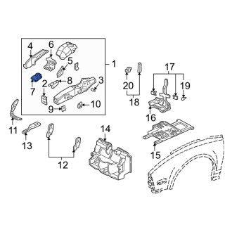 New OEM Genuine Acura, Right Fender Rail Reinforcement Bracket - Part # 60415SL0300ZZ