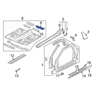 New OEM Genuine Acura, Right Outer Floor Pan Crossmember - Part # 65131SL0A00ZZ