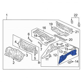 New OEM Genuine Acura, Rear Right Frame Side Member - Part # 64410SL0A02ZZ