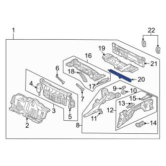 New OEM Genuine Acura, Rear Floor Pan Crossmember - Part # 65750SL0T01ZZ