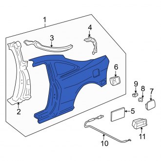 New OEM Genuine Acura, Rear Left Outer Quarter Panel - Part # 04646ST7408ZZ