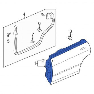 New OEM Genuine Acura, Rear Right Door Shell - Part # 67510ST8A90ZZ