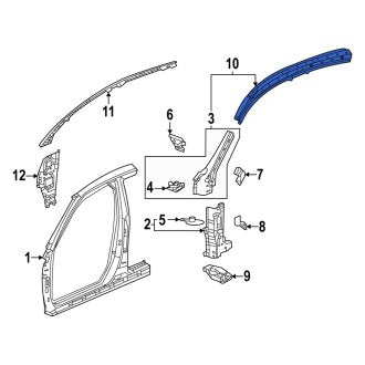 New OEM Genuine Acura, Right Upper Body A-Pillar Reinforcement - Part # 046323S5A01ZZ