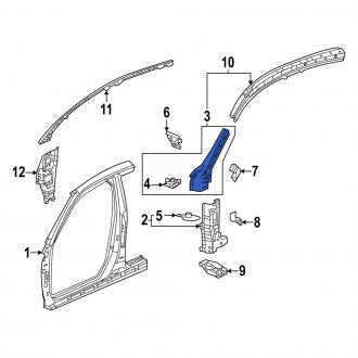 New OEM Genuine Acura, Left Upper Body A-Pillar Reinforcement - Part # 046423S5A01ZZ