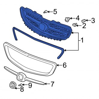 New OEM Genuine Acura, Front Grille - Part # 75114S0KA01