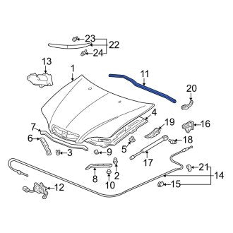 New OEM Genuine Acura, Front Right Outer Hood Seal - Part # 74142S0KA00