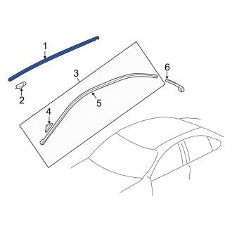New 1999 OEM Acura TL Driver Left Roof Molding Black Pearl, Part # 74316-S0K-A00ZE