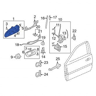 New OEM Genuine Acura, Rear Left Exterior Door Handle Set - Part # 72680S0KA01ZC